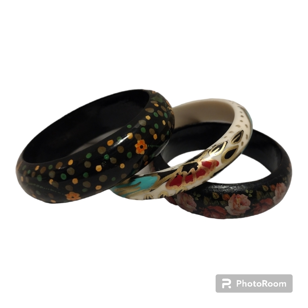 The Ultimate Boho-Chic Bangle Trio – Hand-Painted & Bold!